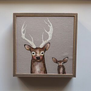 Eli Halpin Deer and Fawn Mini Framed Canvas Print